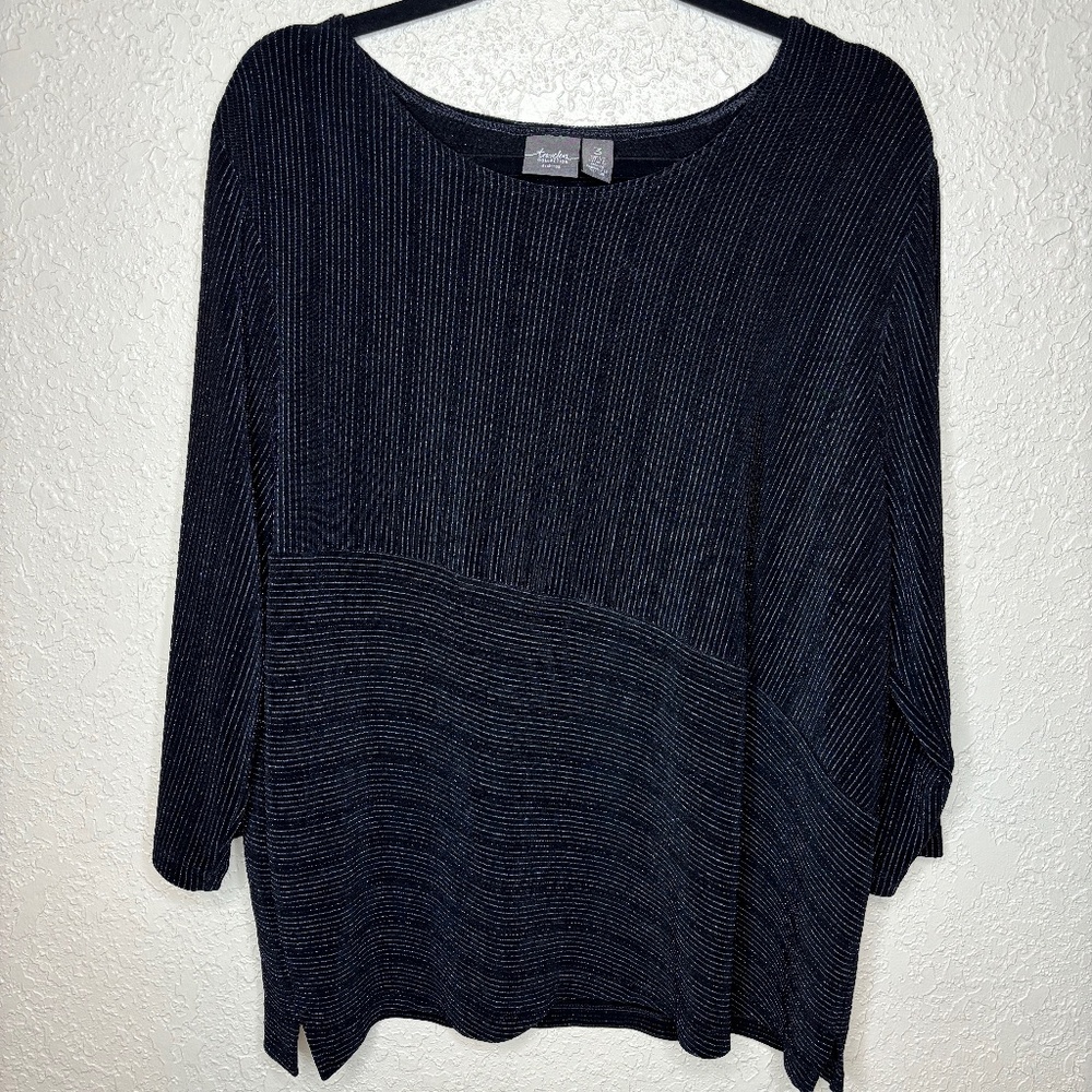 Chico's Size 3 Travelers Black Sparkle Tunic Top Dressy Women's Size 16 …